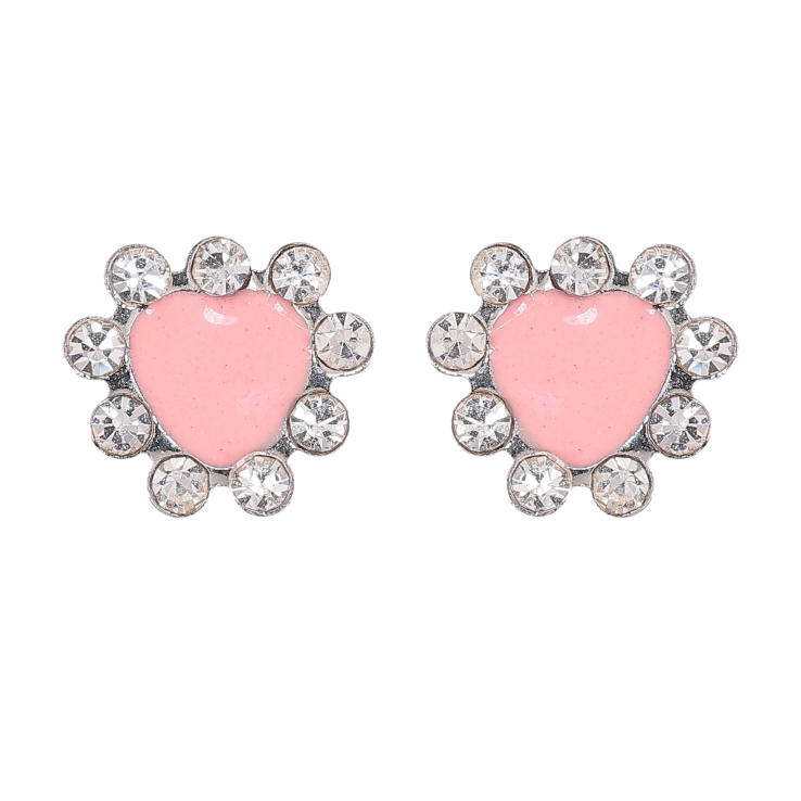 Сережки пусети "Рожеві серця з емаллю та стразами" фото №25