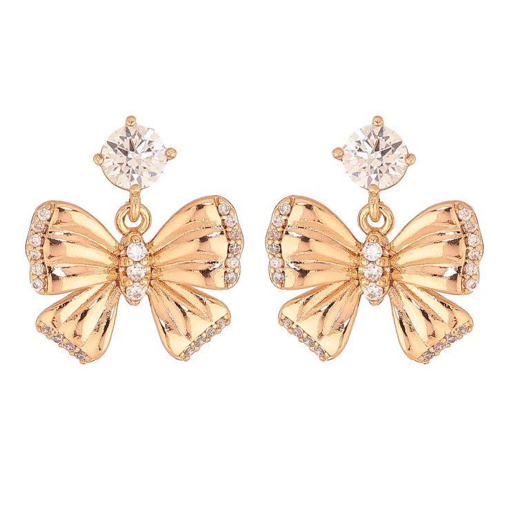 Серьги Xuping цвет Позолота 18К пусеты "Банты" фото №7