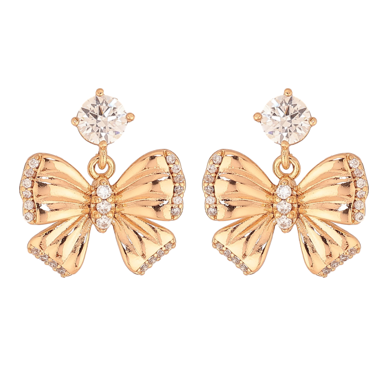 Серьги Xuping цвет Позолота 18К пусеты "Банты" фото №1