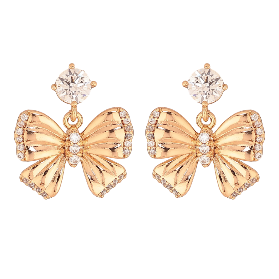 Серьги Xuping цвет Позолота 18К пусеты "Банты" фото №1