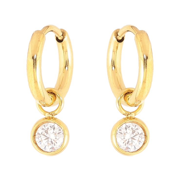 Сережки Нержавіюча сталь підвіски на колечках "Кристали" 2 в 1, ø 5мм фото №9