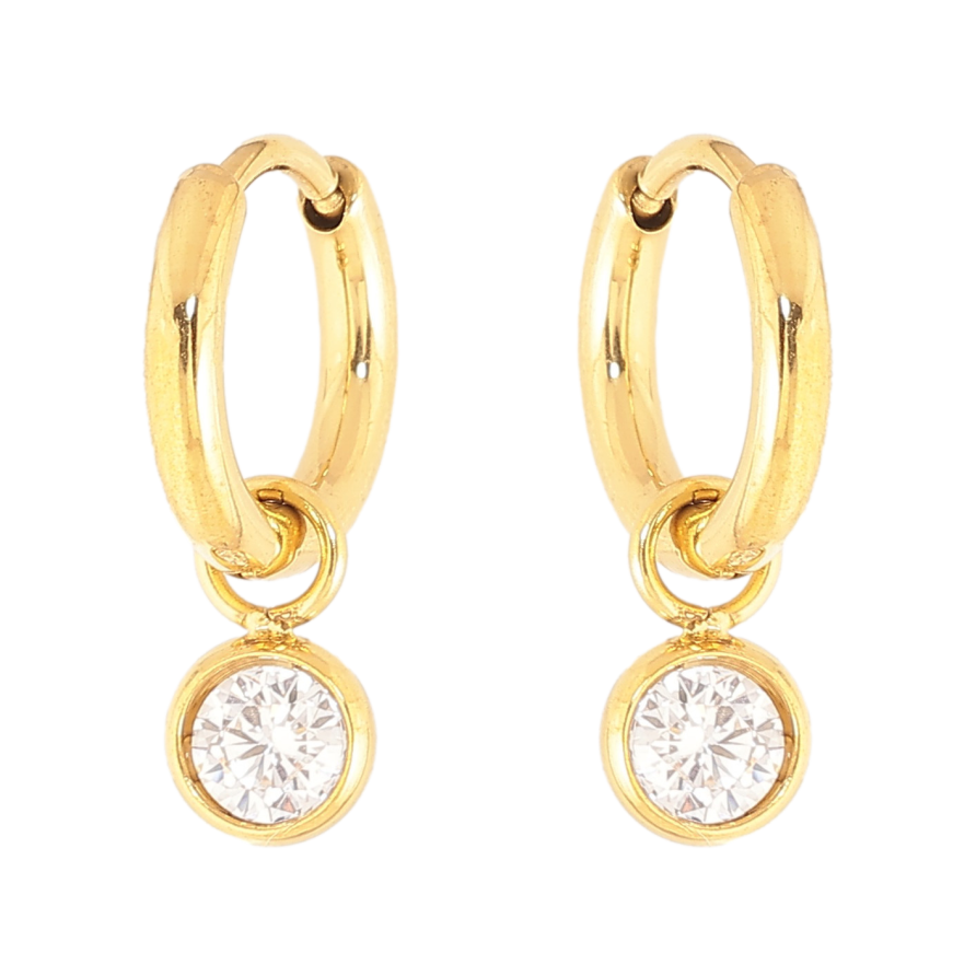 Сережки Нержавіюча сталь підвіски на колечках "Кристали" 2 в 1, ø 5мм фото №1