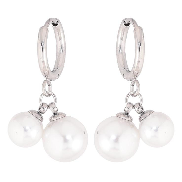 Сережки Нержавіюча сталь підвіски на колечках "Перлини" фото №5