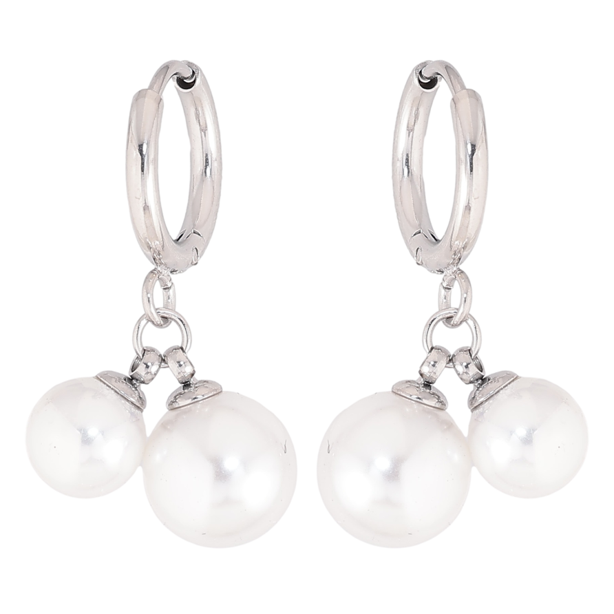 Сережки Нержавіюча сталь підвіски на колечках "Перлини" фото №1