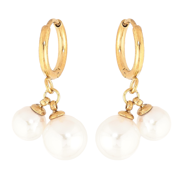 Сережки Нержавіюча сталь підвіски на колечках "Перлини"  фото №7