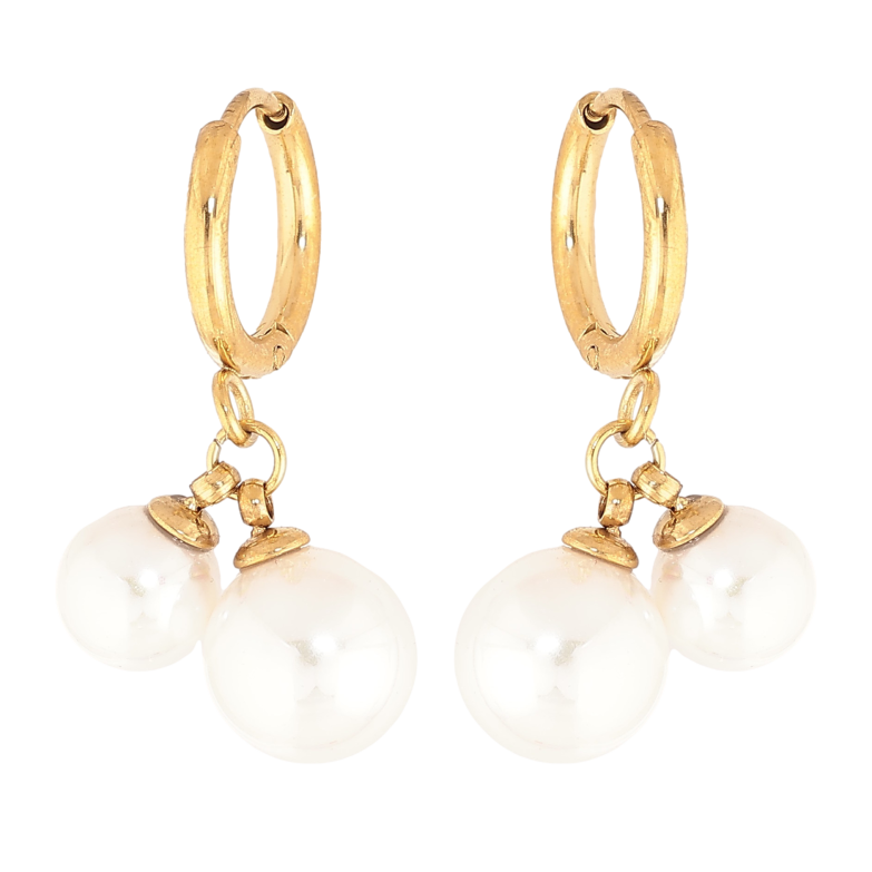 Сережки Нержавіюча сталь підвіски на колечках "Перлини" фото №1 Сережки Нержавіюча сталь підвіски на колечках "Перлини" фото №1