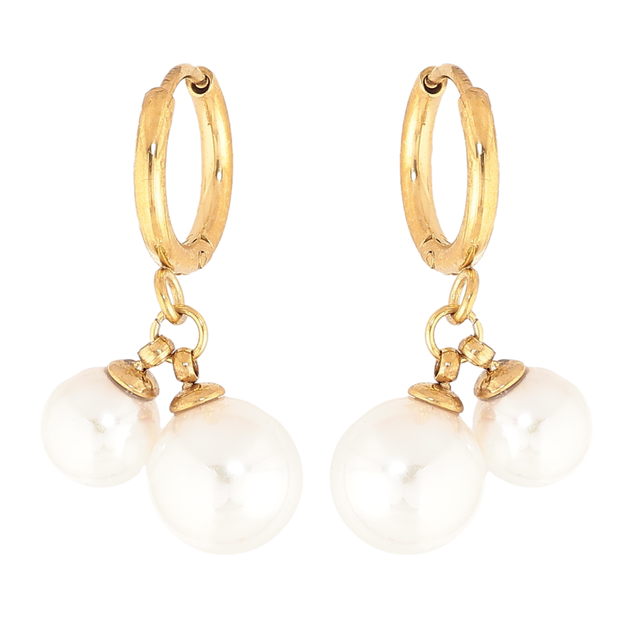 Сережки Нержавіюча сталь підвіски на колечках "Перлини"  фото №1