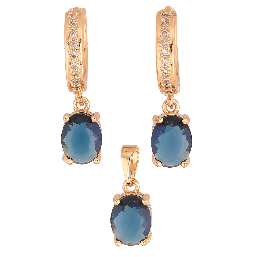 Набір Xuping M&L колір 18K Сережки Кулон "Сині кристали" 7х9мм фото №1 Набір Xuping M&L колір 18K Сережки Кулон "Сині кристали" 7х9мм фото №1