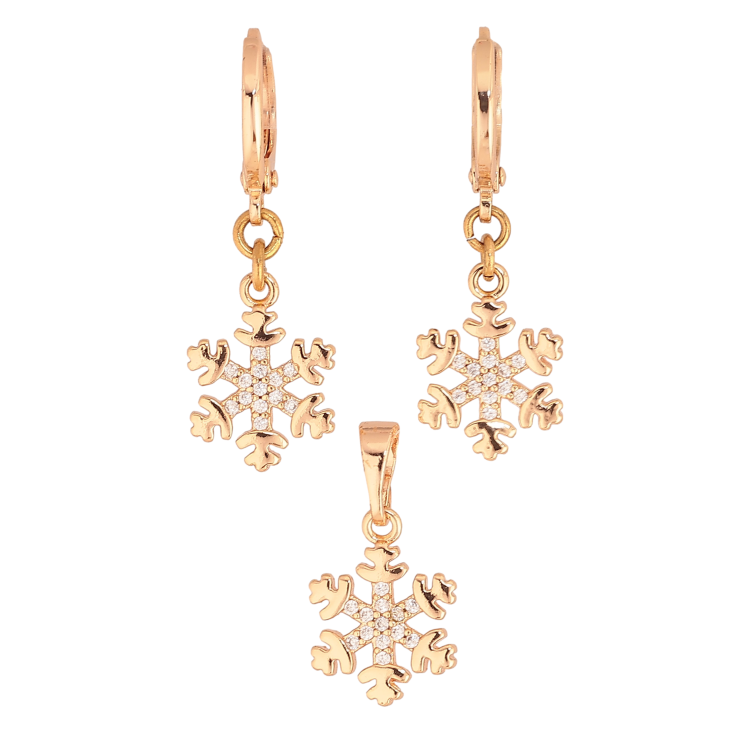 Набор Xuping M&L цвет 18K Серьги Кулон "Снежинки" фото №3 Набор Xuping M&L цвет 18K Серьги Кулон "Снежинки" фото №3