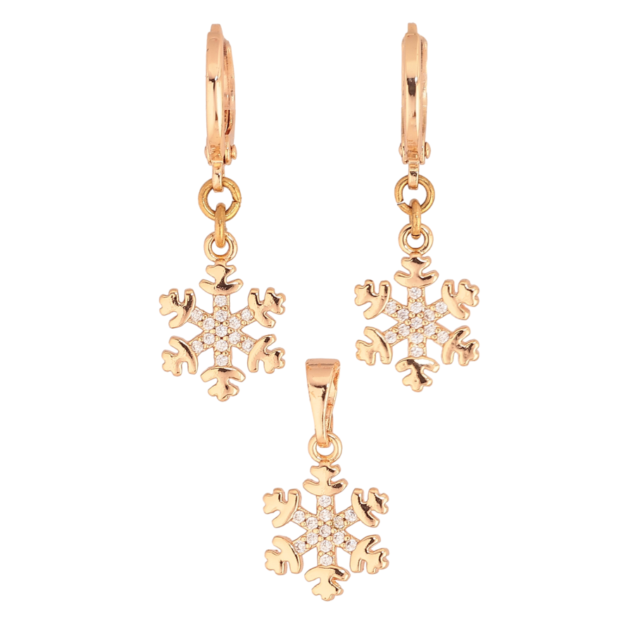 Набор Xuping M&L цвет 18K Серьги Кулон "Снежинки" фото №1 Набор Xuping M&L цвет 18K Серьги Кулон "Снежинки" фото №1