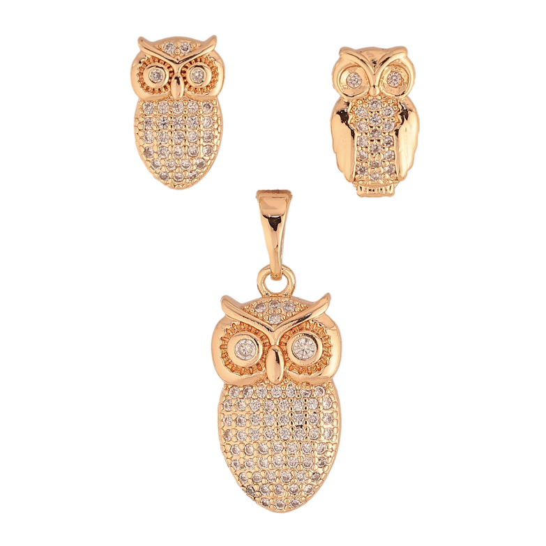 Набор Xuping M&L цвет 18K Серьги Кулон "Совы" Уценка! (Разные совы в пусетах) фото №1
