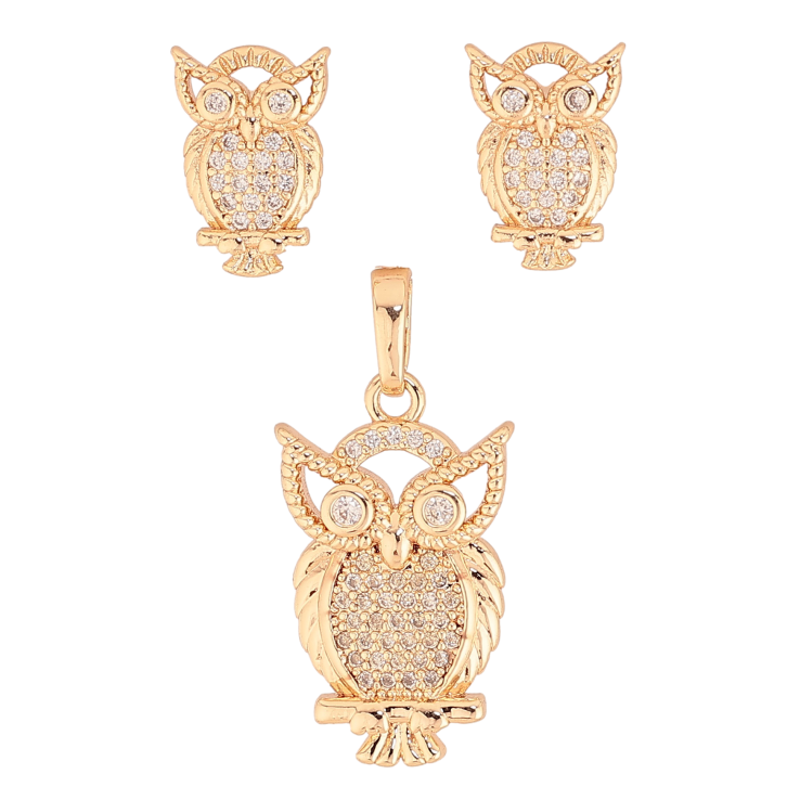 Набір Xuping M&L колір 18K Сережки Кулон "Сови з інкрустацією кристалами" фото №12 Набір Xuping M&L колір 18K Сережки Кулон "Сови з інкрустацією кристалами" фото №12
