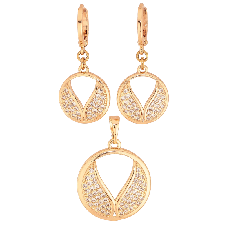 Набір Xuping M&L колір 18K Сережки Кулон "Круглі підвіски з кристалами" фото №1