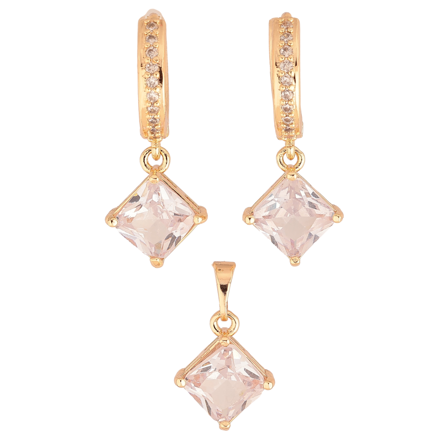 Набір Xuping M&L колір 18K Сережки Кулон "Кристали" 8х8мм фото №1