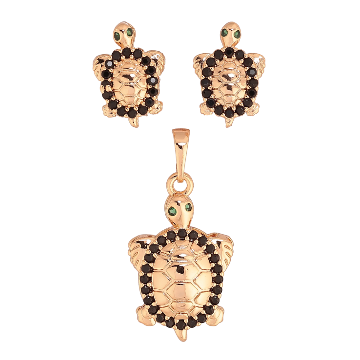Набор Xuping M&L цвет 18K Серьги Кулон "Черепахи с черными кристаллами" фото №5 Набор Xuping M&L цвет 18K Серьги Кулон "Черепахи с черными кристаллами" фото №5