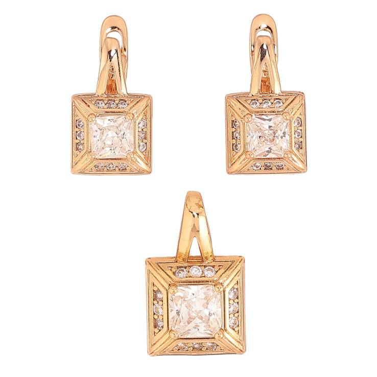 Набір Xuping колір Позолота 18K Сережки Кулон "Візерунок з кристалами" фото №8