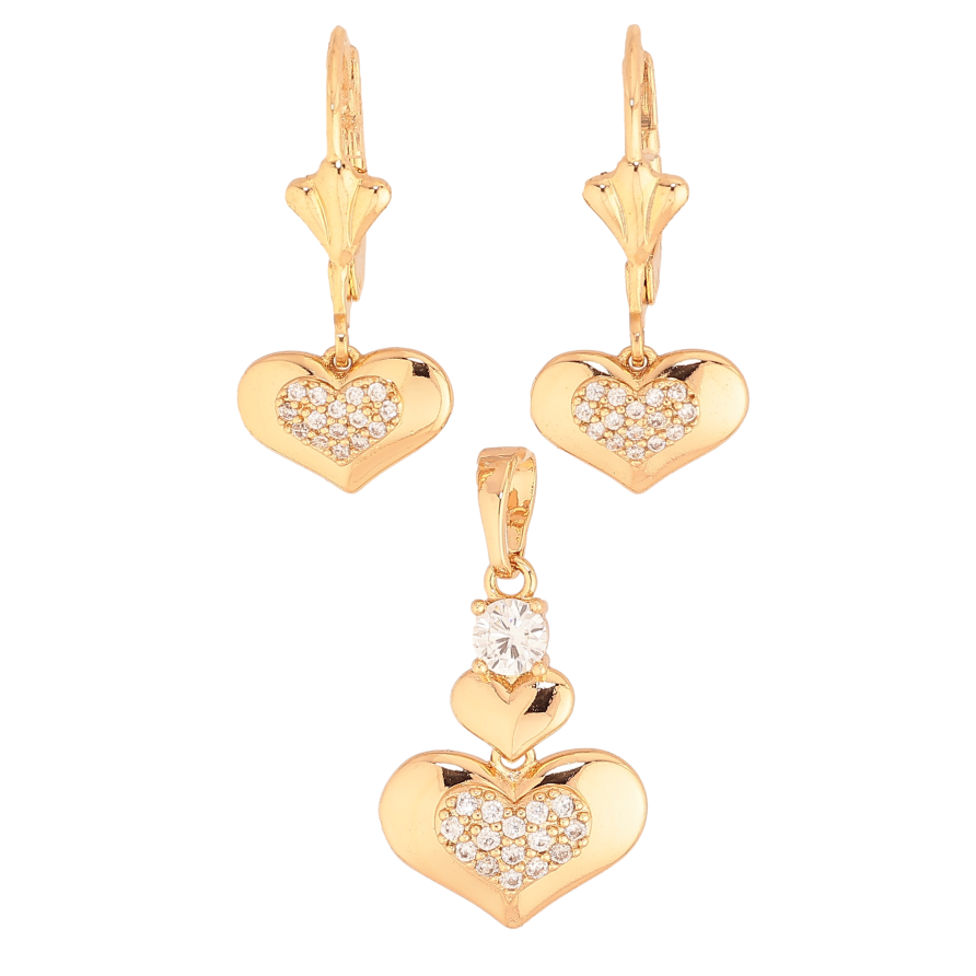 Набор Xuping цвет Позолота 18K Серьги Кулон "Сердечки" фото №1