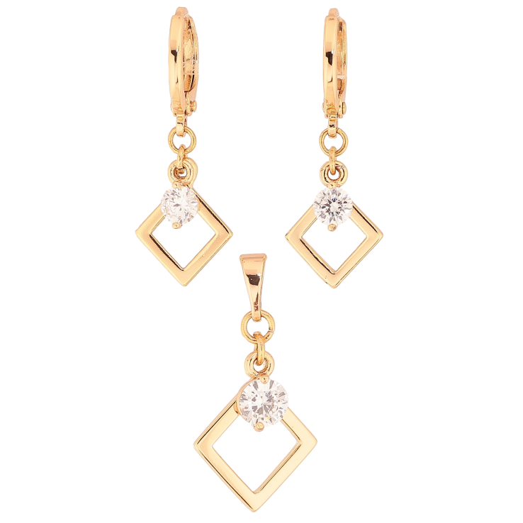 Набір Xuping колір Позолота 18K Сережки Кулон "Ромбові підвіски з кристалами" фото №7 Набір Xuping колір Позолота 18K Сережки Кулон "Ромбові підвіски з кристалами" фото №7
