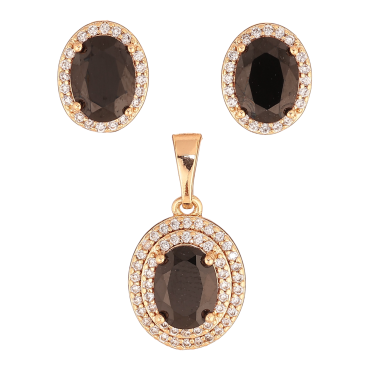Набор Xuping цвет Позолота 18K серьги кулон "Черные кристаллы в обрамлении" фото №19 Набор Xuping цвет Позолота 18K серьги кулон "Черные кристаллы в обрамлении" фото №19