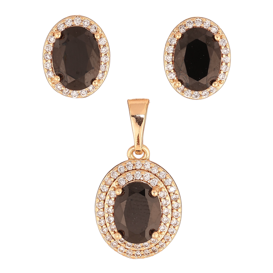 Набор Xuping цвет Позолота 18K серьги кулон "Черные кристаллы в обрамлении" фото №1 Набор Xuping цвет Позолота 18K серьги кулон "Черные кристаллы в обрамлении" фото №1