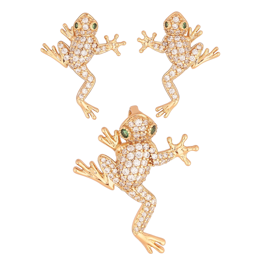 Набір Xuping колір Позолота 18K сережки кулон "Жабенята з інкрустацією кристалами" фото №1 Набір Xuping колір Позолота 18K сережки кулон "Жабенята з інкрустацією кристалами" фото №1