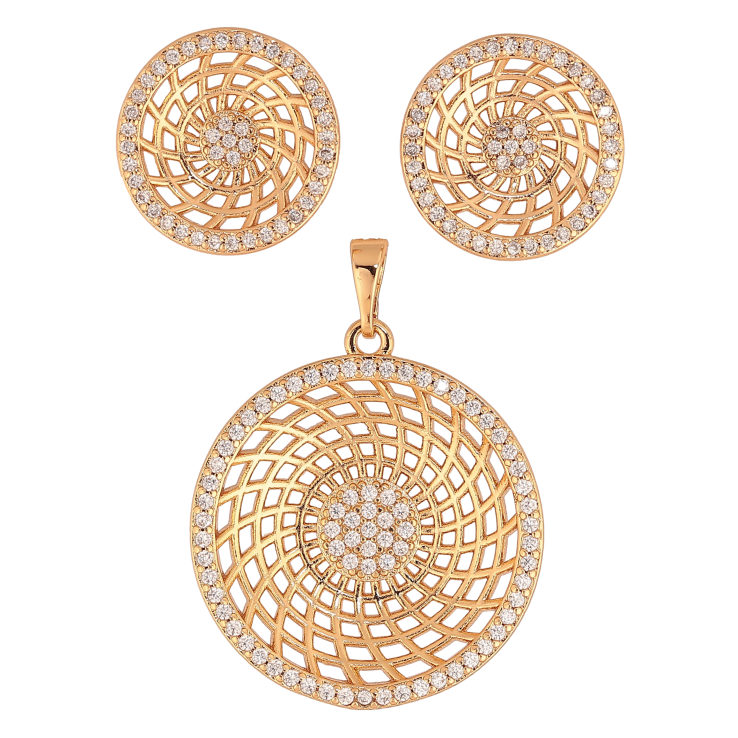 Набор Xuping цвет Позолота 18K серьги кулон "Резные круги с кристаллами" фото №17 Набор Xuping цвет Позолота 18K серьги кулон "Резные круги с кристаллами" фото №17