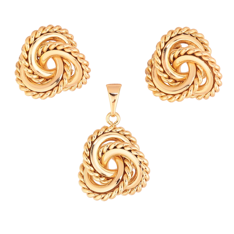 Набор Xuping цвет Позолота 18K серьги кулон "Декоративный узор" фото №1 Набор Xuping цвет Позолота 18K серьги кулон "Декоративный узор" фото №1