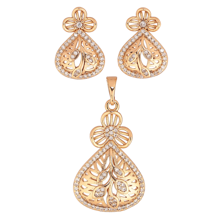 Набор Xuping цвет Позолота 18K серьги кулон "Цветочный узор с кристаллами" фото №9 Набор Xuping цвет Позолота 18K серьги кулон "Цветочный узор с кристаллами" фото №9