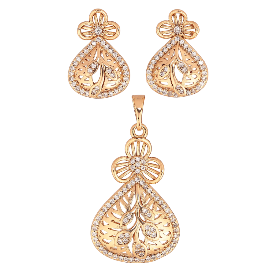 Набір Xuping колір Позолота 18K сережки кулон "Квітковий візерунок з кристалами" фото №1