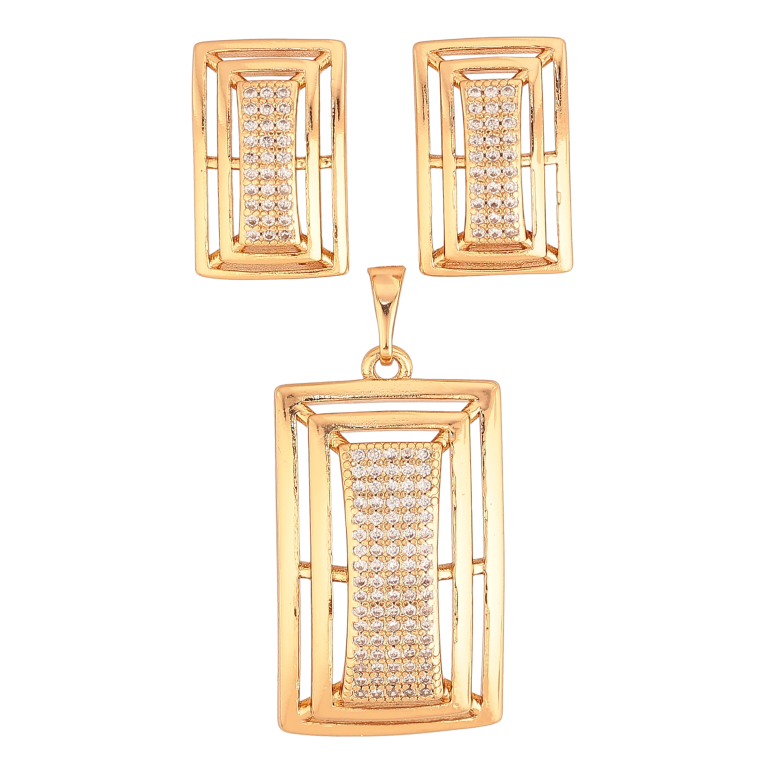 Набор Xuping цвет Позолота 18K серьги кулон "Прямоугольники с инкрустацией кристаллами" фото №1 Набор Xuping цвет Позолота 18K серьги кулон "Прямоугольники с инкрустацией кристаллами" фото №1