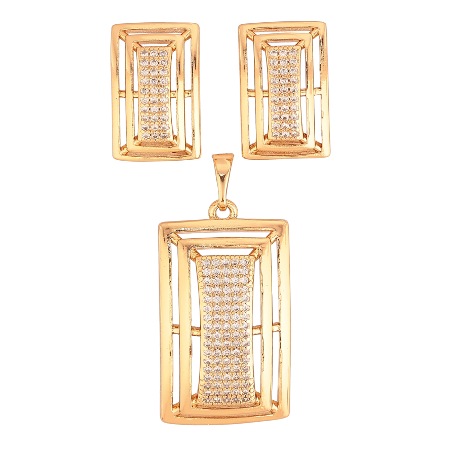 Набор Xuping цвет Позолота 18K серьги кулон "Прямоугольники с инкрустацией кристаллами" фото №1 Набор Xuping цвет Позолота 18K серьги кулон "Прямоугольники с инкрустацией кристаллами" фото №1