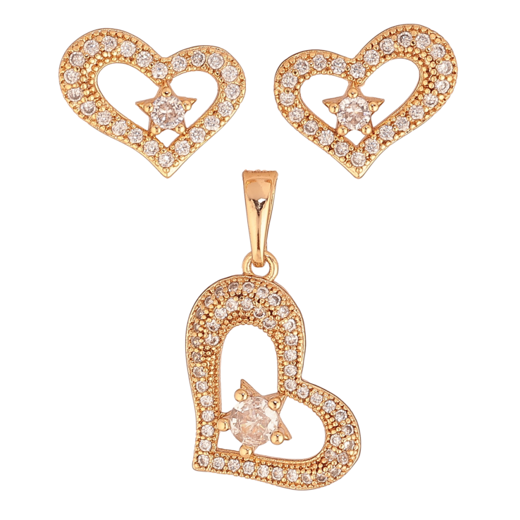 Набір Xuping колір Позолота 18K сережки кулон "Сердечки з кристалами" фото №24 Набір Xuping колір Позолота 18K сережки кулон "Сердечки з кристалами" фото №24