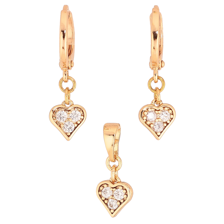 Набір Xuping колір Позолота 18K сережки кулон "Сердечки з кристалами" фото №14 Набір Xuping колір Позолота 18K сережки кулон "Сердечки з кристалами" фото №14