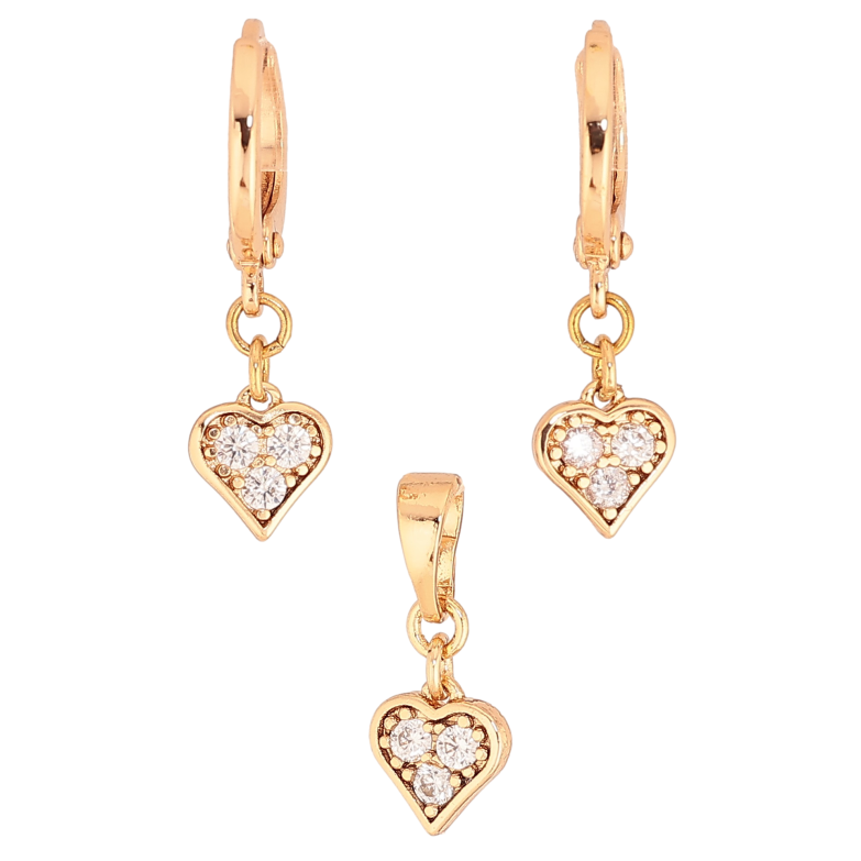 Набір Xuping колір Позолота 18K сережки кулон "Сердечки з кристалами" фото №1