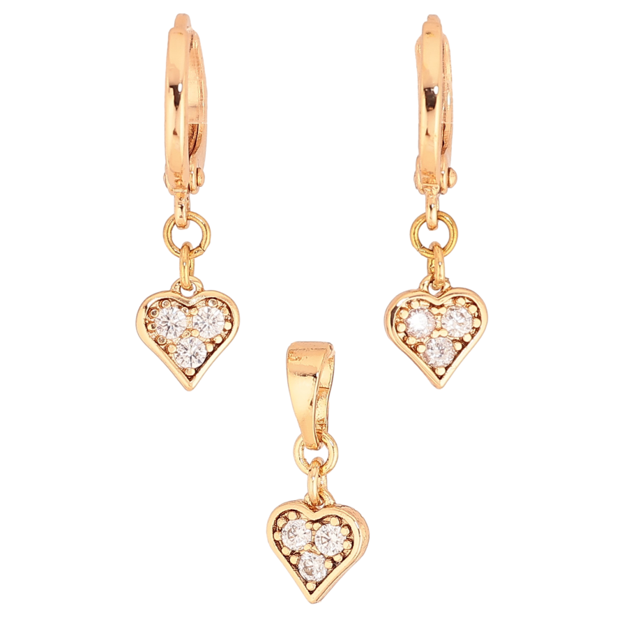 Набор Xuping цвет Позолота 18K серьги кулон "Сердечки с кристаллами" фото №1