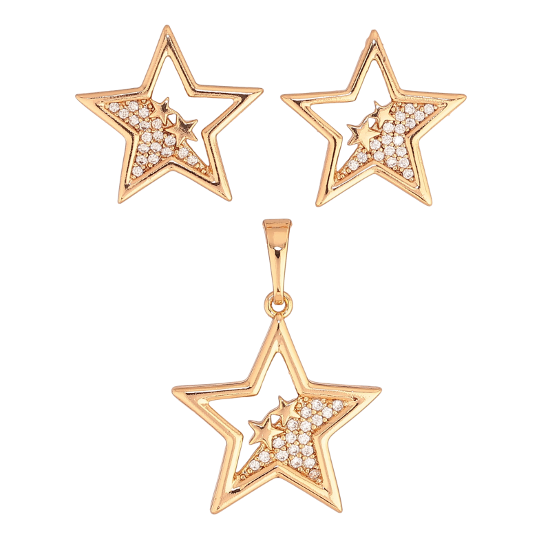 Набір Xuping колір Позолота 18K сережки кулон "Зірки з кристалами" фото №1