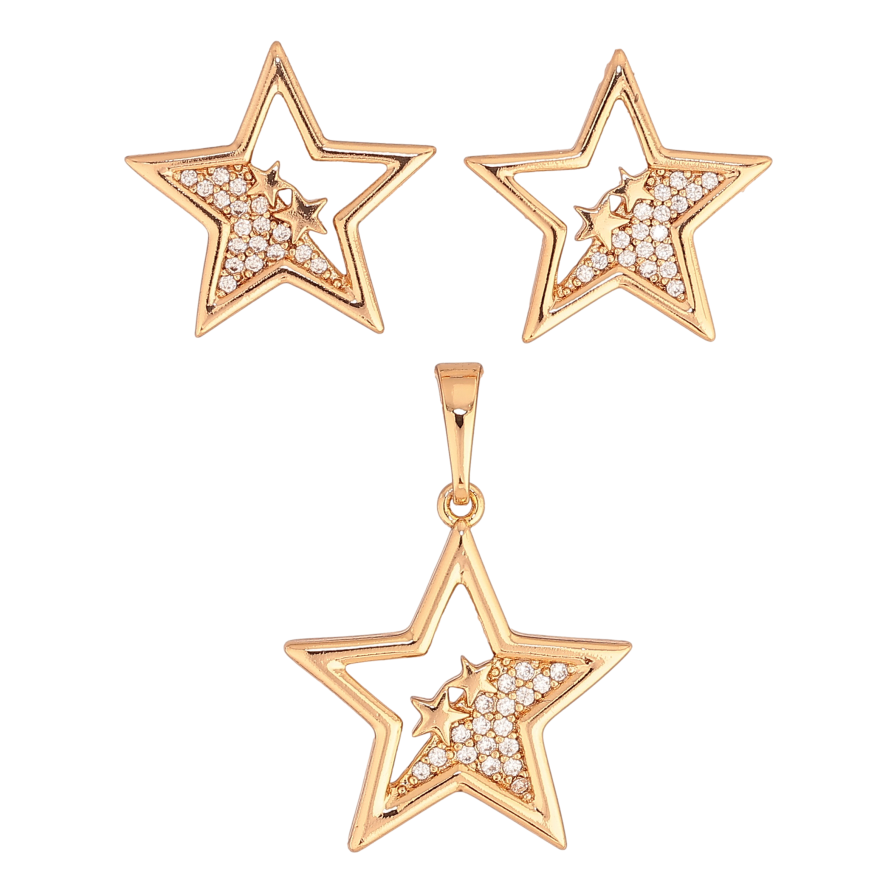 Набір Xuping колір Позолота 18K сережки кулон "Зірки з кристалами" фото №1