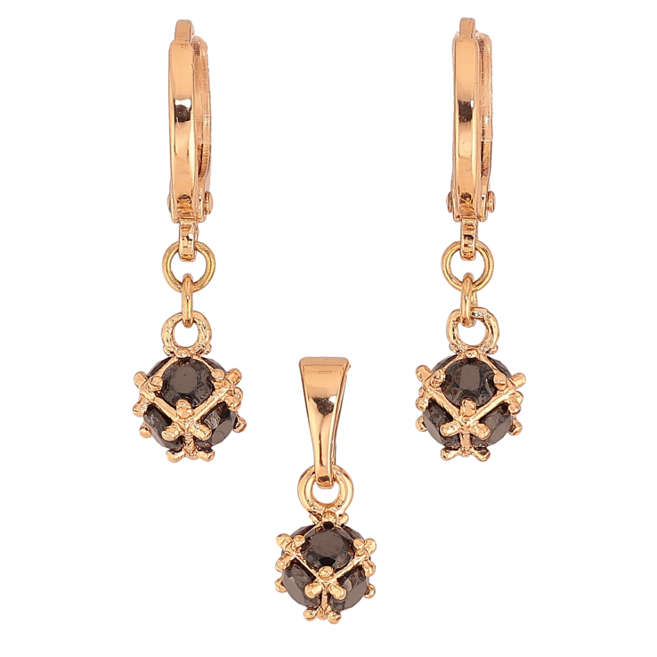 Набір Xuping колір Позолота 18K сережки кулон "Підвіски із чорних кристалів" ø 5мм фото №6 Набір Xuping колір Позолота 18K сережки кулон "Підвіски із чорних кристалів" ø 5мм фото №6