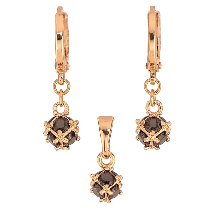 Набір Xuping колір Позолота 18K сережки кулон "Підвіски із чорних кристалів" ø 5мм фото №1 Набір Xuping колір Позолота 18K сережки кулон "Підвіски із чорних кристалів" ø 5мм фото №1