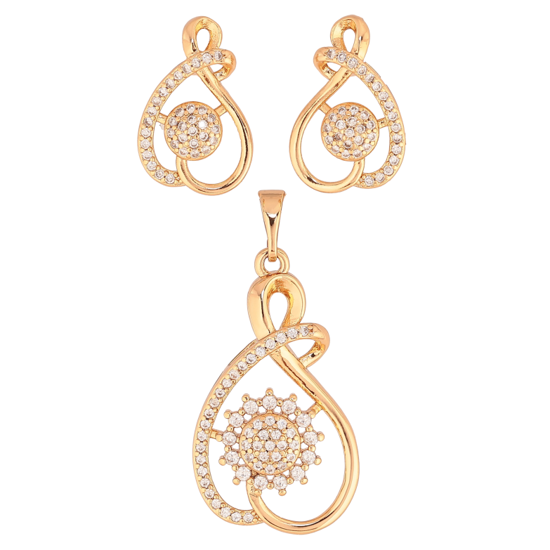 Набор Xuping цвет Позолота 18K серьги кулон "Узор с кристаллами" фото №1 Набор Xuping цвет Позолота 18K серьги кулон "Узор с кристаллами" фото №1