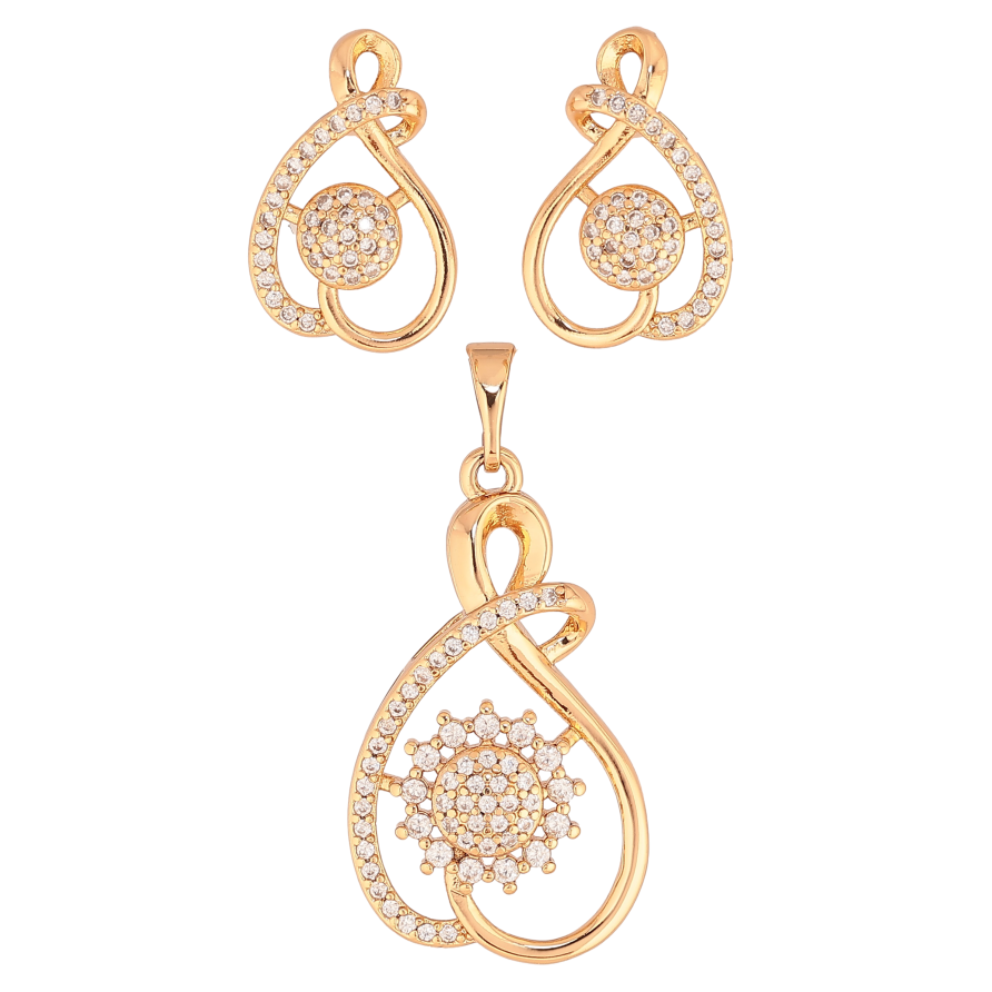 Набор Xuping цвет Позолота 18K серьги кулон "Узор с кристаллами" фото №1 Набор Xuping цвет Позолота 18K серьги кулон "Узор с кристаллами" фото №1