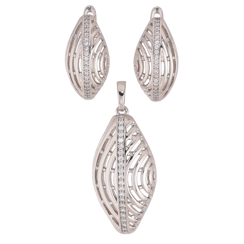 Набір Xuping колір Родій Сережки Кулон "Різний візерунок з кристалами" фото №1