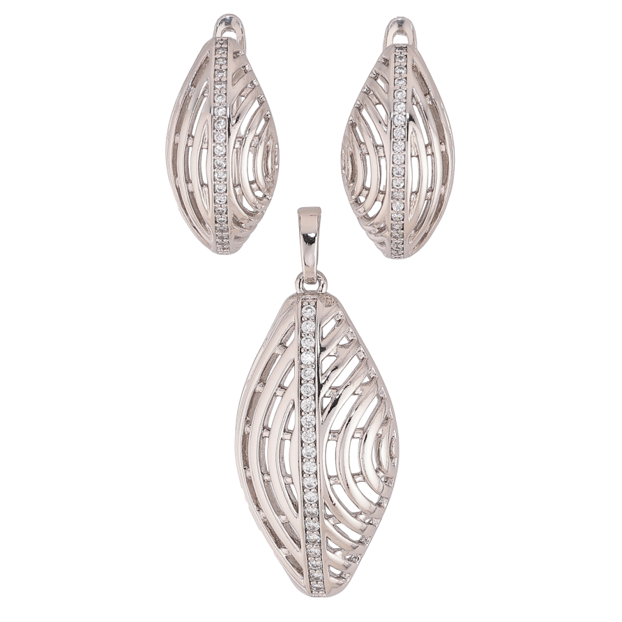 Набір Xuping колір Родій Сережки Кулон "Різний візерунок з кристалами" фото №1