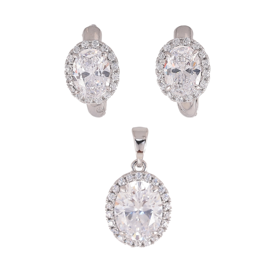 Набір Xuping колір Родій Сережки Кулон "Кришталевий блиск" фото №1