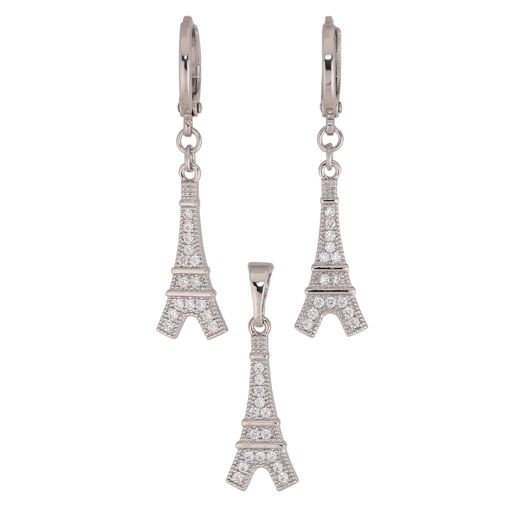 Набір Xuping колір Родій Сережки Кулон "Ейфелева вежа" фото №7