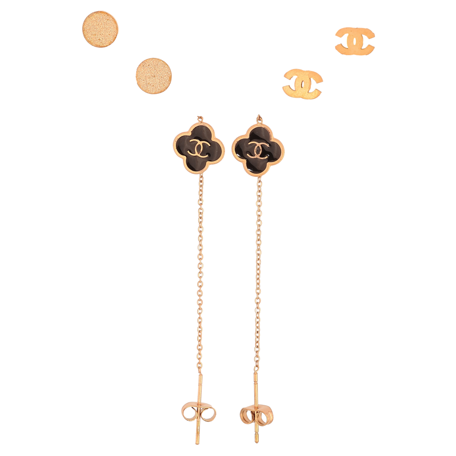 Набор Серьги Нержавеющая сталь пусеты "Декоративный узор с эмалью" ø 7мм фото №1 Набор Серьги Нержавеющая сталь пусеты "Декоративный узор с эмалью" ø 7мм фото №1