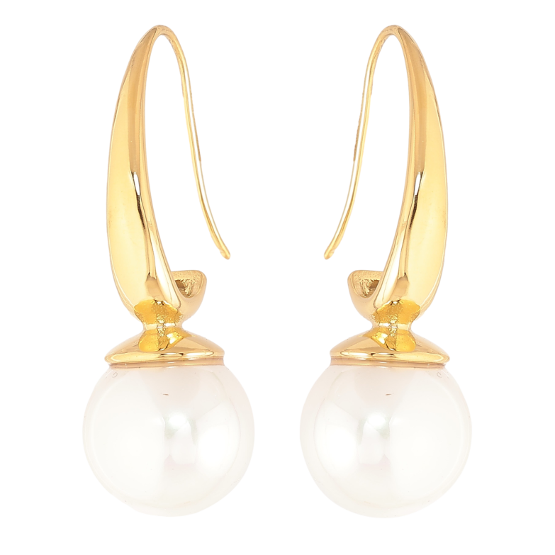 Сережки Нержавіюча сталь французький замок "Перлини" ø 14мм фото №1