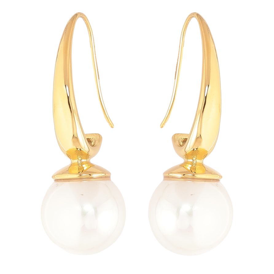 Сережки Нержавіюча сталь французький замок "Перлини" ø 14мм фото №1