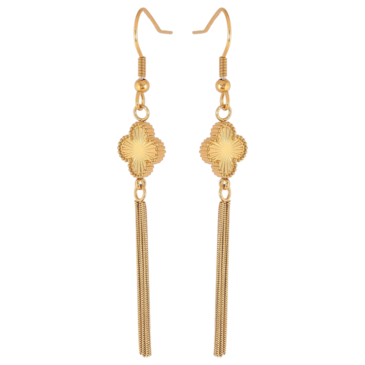 Серьги Нержавеющая сталь французский замок "Подвески с клевером" фото №3