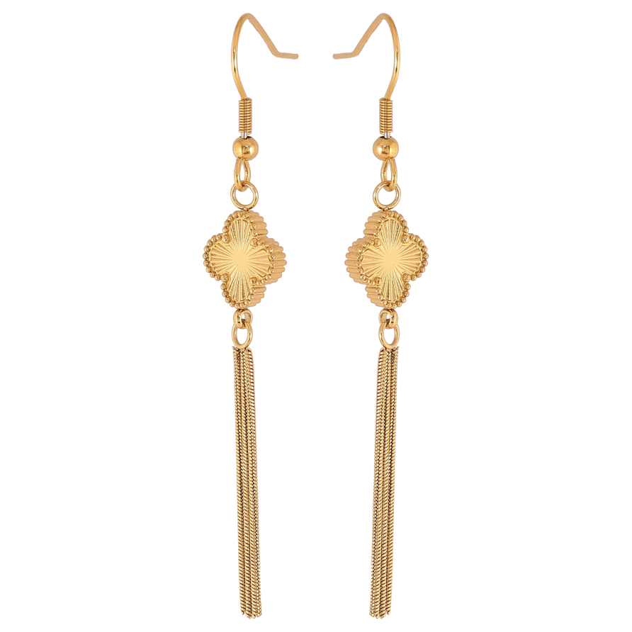 Серьги Нержавеющая сталь французский замок "Подвески с клевером" фото №1